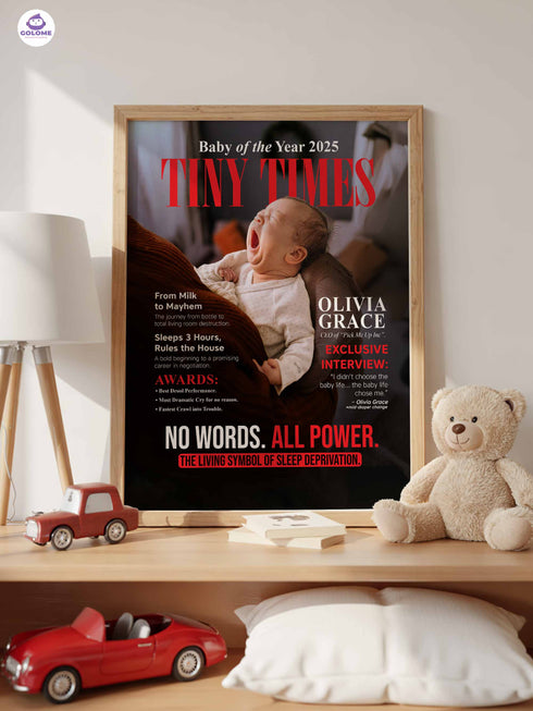 Tiny Times Baby Poster or Canvas – Custom Photo & Text – Funny Baby Magazine Cover